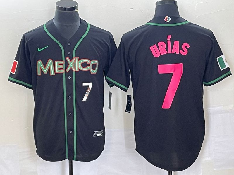 Men 2023 World Cub Mexico 7 Urias Black pink Nike MLB Jersey42